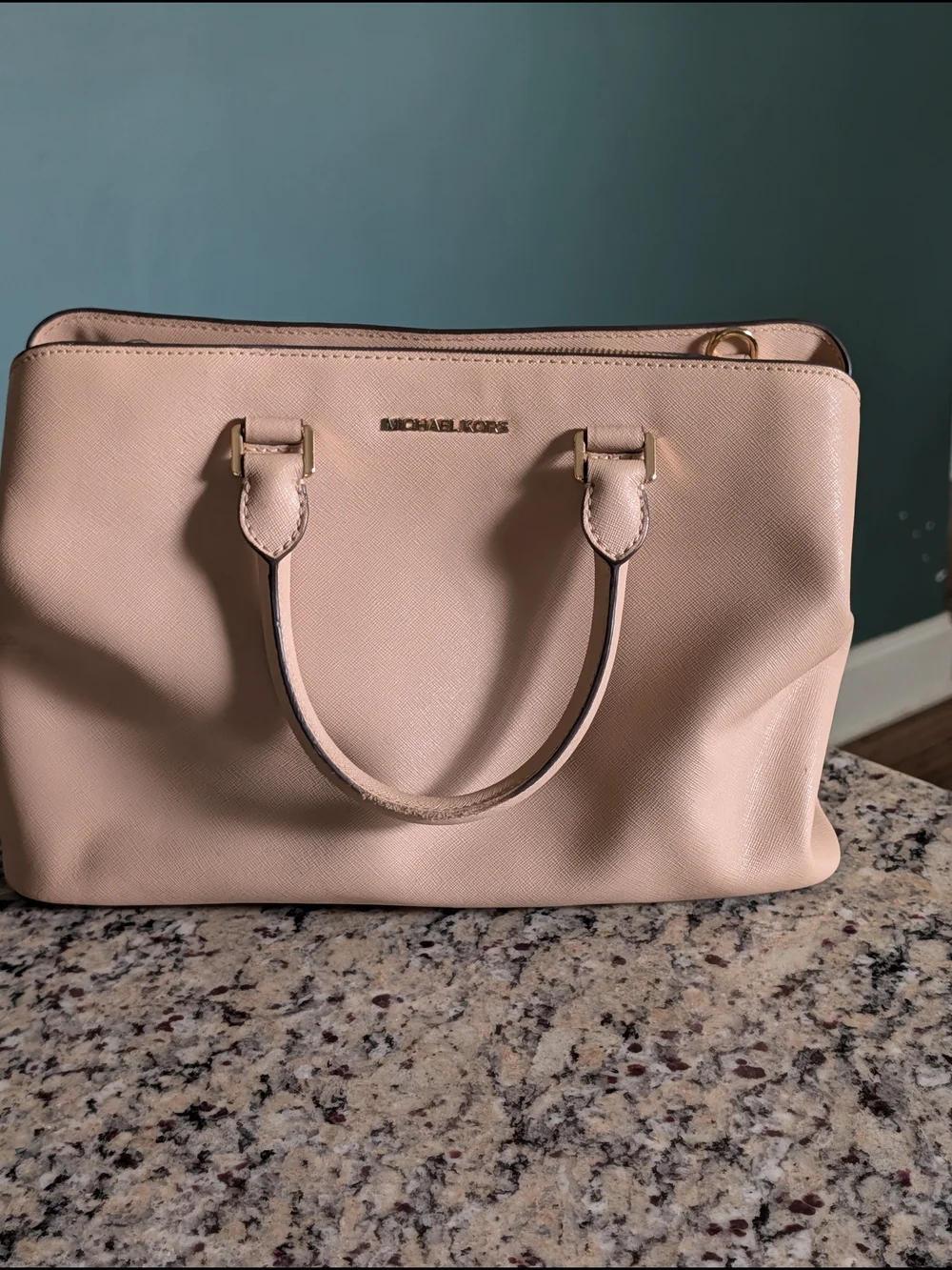 Michael Kors Savannah Medium Saffiano Leather Satchel Bag-Nude Pink